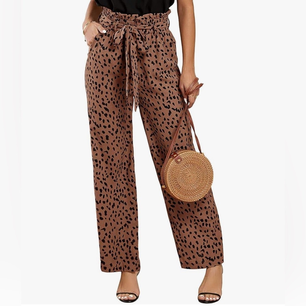 Leopard Print Wide Leg Pants